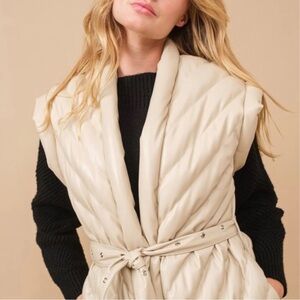 Women's Cream Quilted Vest